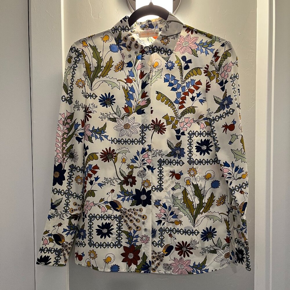 Tory Burch Button Down Blouse Size 00 in Like New Condition